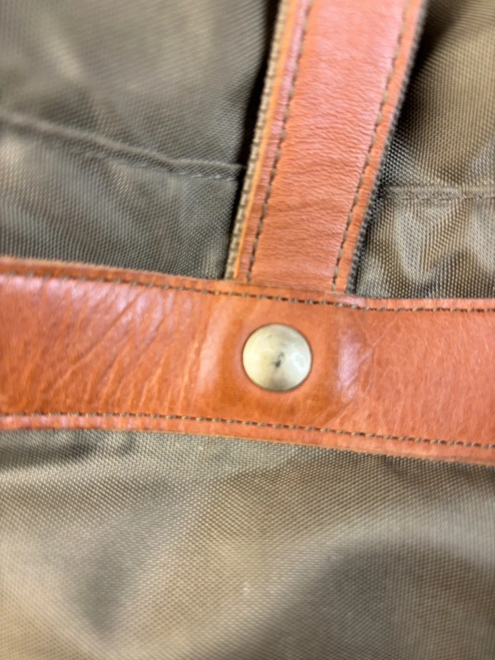 Vintage Hartmann Weekender Duffle Durable Olive Green Ballistic Nylon w/Leather